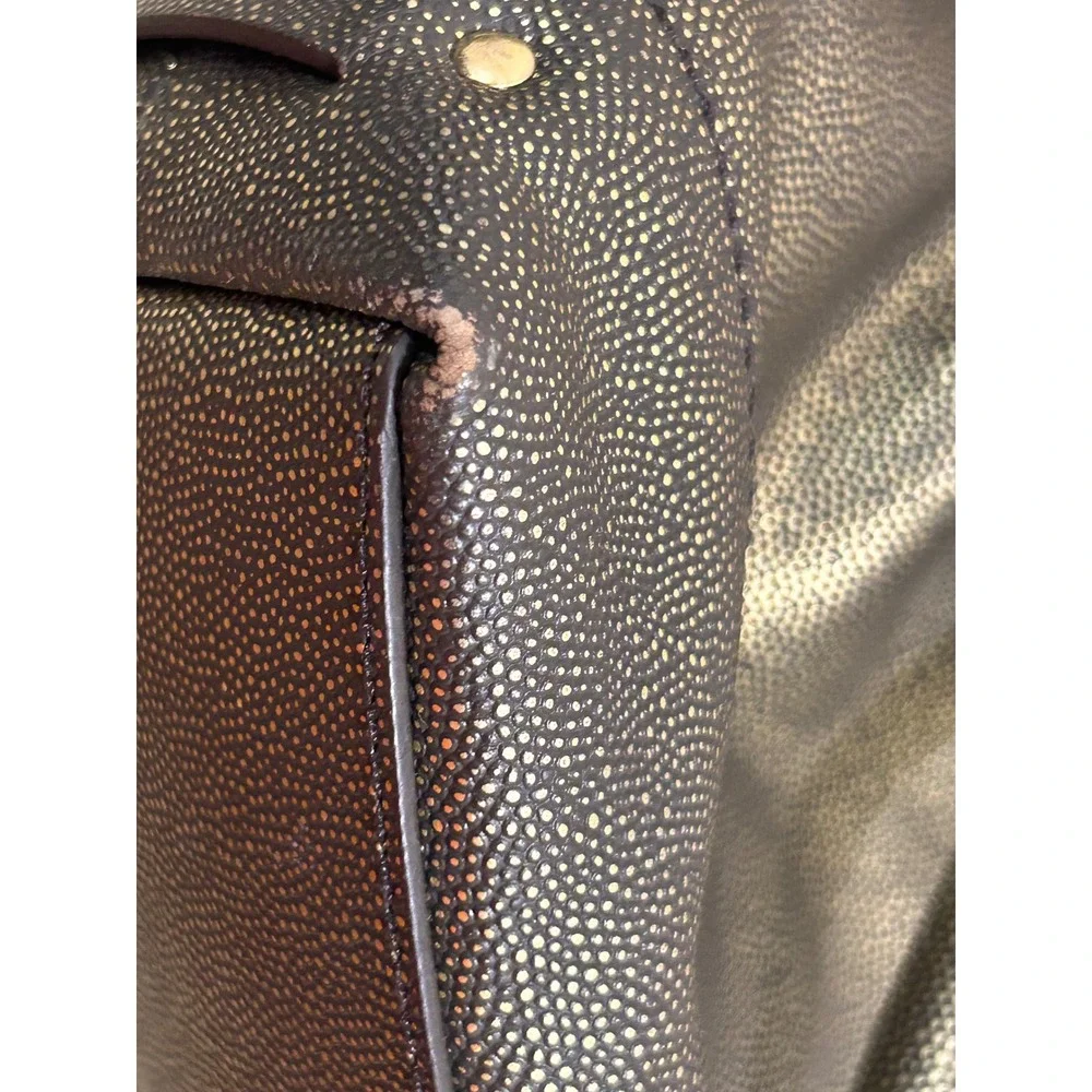 Cole Haan Metallic Shimmer Leather Satchel Crossbody Bag Brown Gold